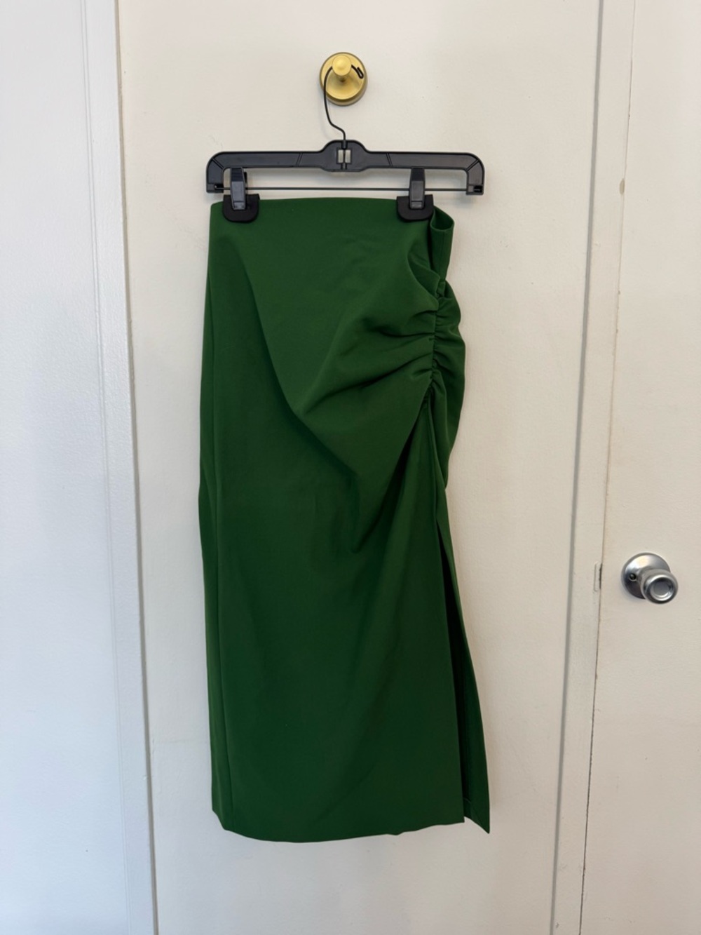 Zara Emerald Green Midi Skirt with Side Ruching